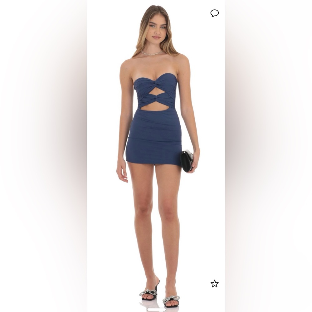 Lucy in the Sky Navy Double Twist Cut Out Mini Dress—S:XS